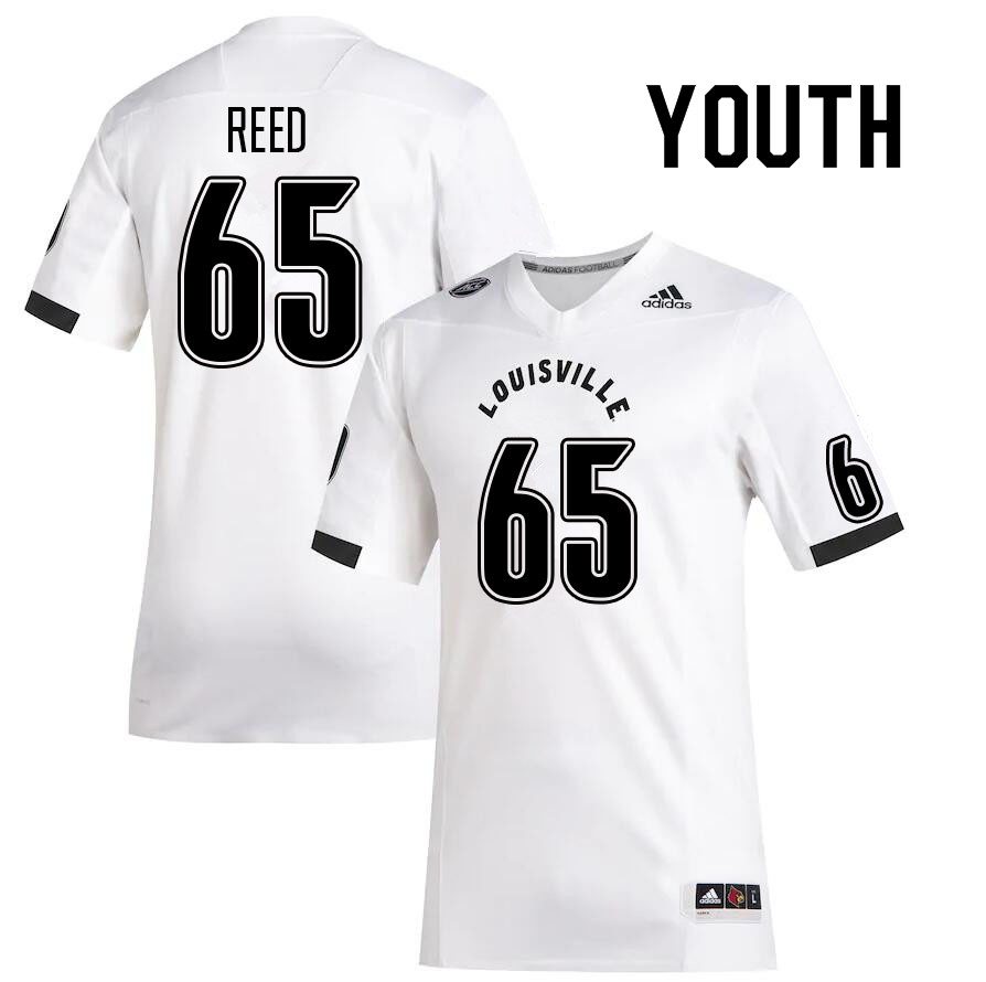 Youth #65 Izaiah Reed Louisville Cardinals College Football Jerseys Sale-White - Click Image to Close
